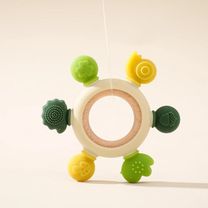 Eco-Friendly Handmade Crochet Baby Rattle with Wooden Teether