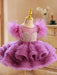 Elegant Beaded Mesh Princess Dress for Girls