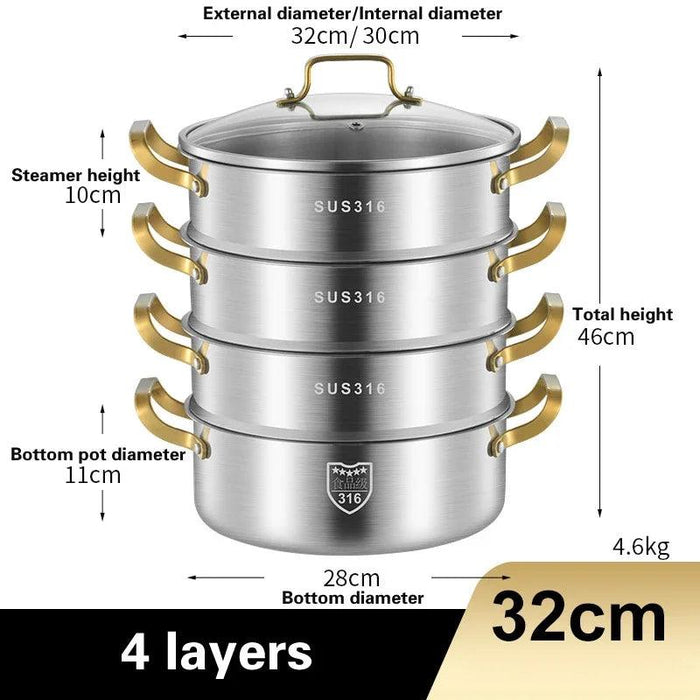 Premium Triple Layer 316 Stainless Steel Steamer: The Ultimate Kitchen Essential