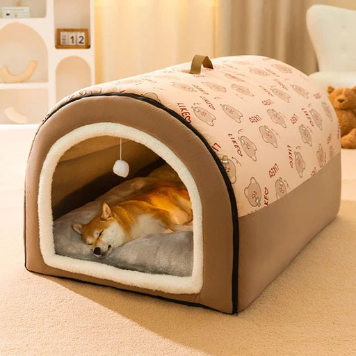 Winter Cozy Cave Bed for Pets - Snuggle Spot for Cats and Dogs