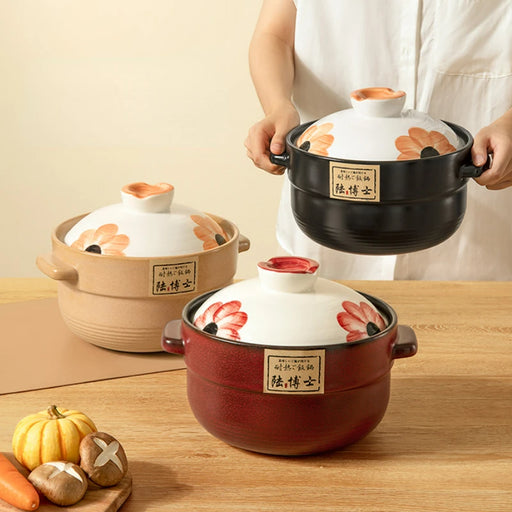 Ceramic Casserole Clay Pot Set for High Heat Cooking on Gas, Electric, and Ceramic Stoves