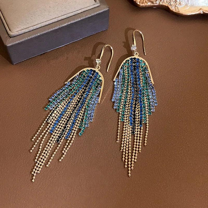 Sparkling Rhinestone and Tassel Earrings - Elegant Fashion Accent