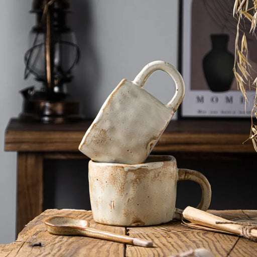 Vintage Japanese-Inspired Hand-Pinched Ceramic Coffee Cup