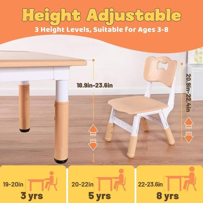 Adjustable Kids Art & Craft Table Set with Waterproof Clean Surface - Ideal for Ages 3-8