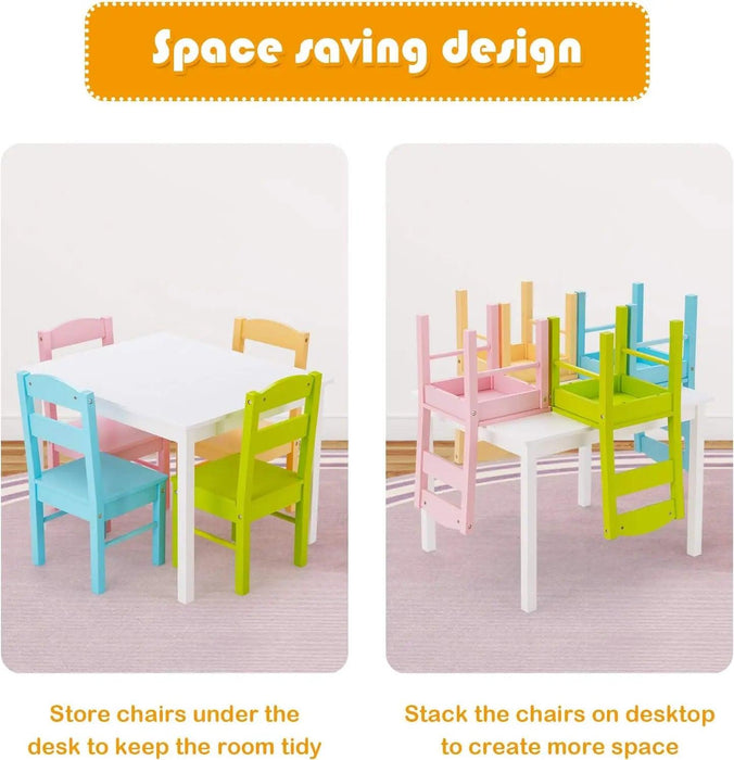 Vibrant Wooden Kids' Activity Table and Chair Set with 4 Seats - Ideal for Creative Play and Learning