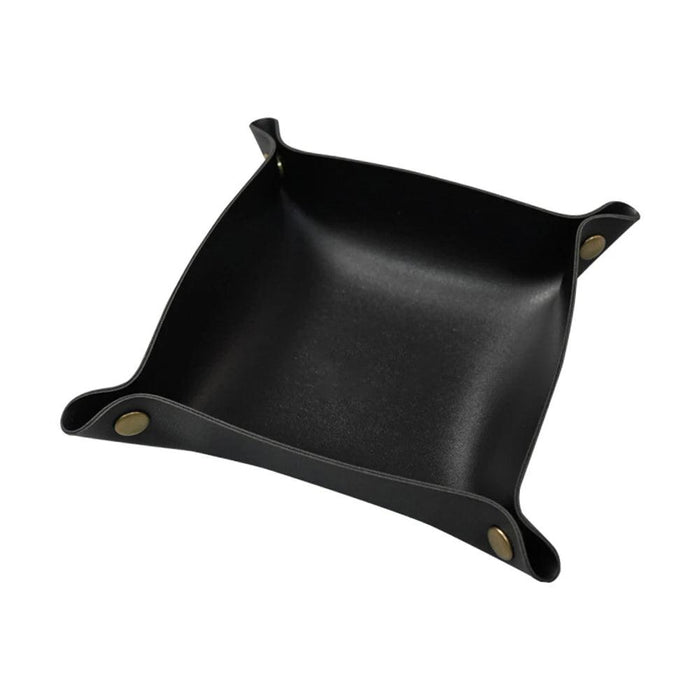 Chic Faux Leather Folding Valet Tray - Elegant Organizer for Home and Office