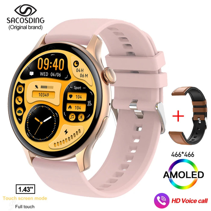 Stylish Women's Bluetooth Smartwatch with Customizable AMOLED Display and NFC Integration