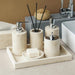 Natural Beige Travertine Luxury Bathroom Accessory Collection - Soap Dispenser, Dish, Reed Diffuser & Vanity Tray Set