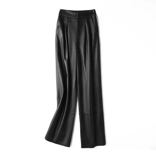 Luxurious High-Rise Leather Pants - Stylish Women's Spring & Autumn Ensemble