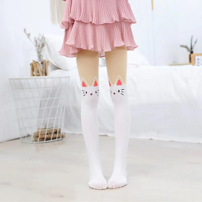 Adorable Kawaii Bear Print Tights for Kids - Cozy Pantyhose with Whimsical Knee Designs