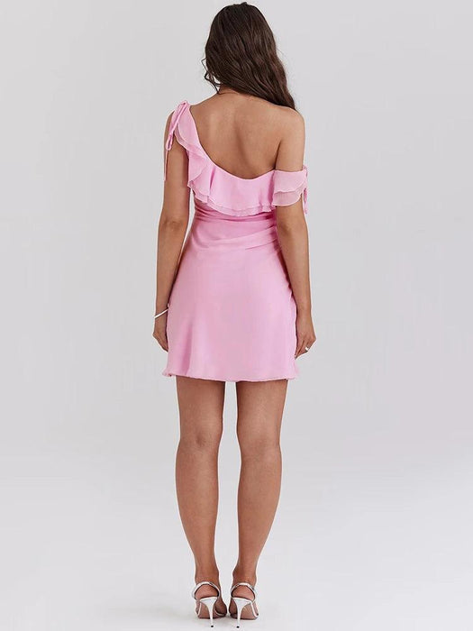 Elegant Pink Ruffled Backless Bodycon Mini Dress - Must-Have Party Outfit for Women