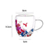 Elegant Double-Wall Glass Mug with Real Dried Flower Infusion - Heat-Resistant Tea and Coffee Cup with Stylish Handles