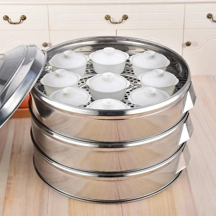 Professional Grade Extra-Large Stainless Steel Steamer with Multi-Layer Design and Enhanced Durability - Available in Multiple Sizes