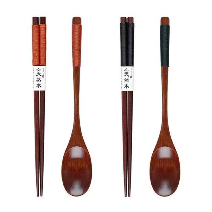 Stylish Wooden Utensil Collection: Premium Long Handle Soup Spoon & Elegant Chopsticks for Authentic Asian Dining