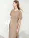 Chic Minimalist V-Neck Pleated Summer Dress with Lace-Up Detail for Women