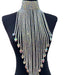 Radiant Rhinestone and Glass Gemstone Tassel Choker Necklace - Crystal AB Silver Elegance