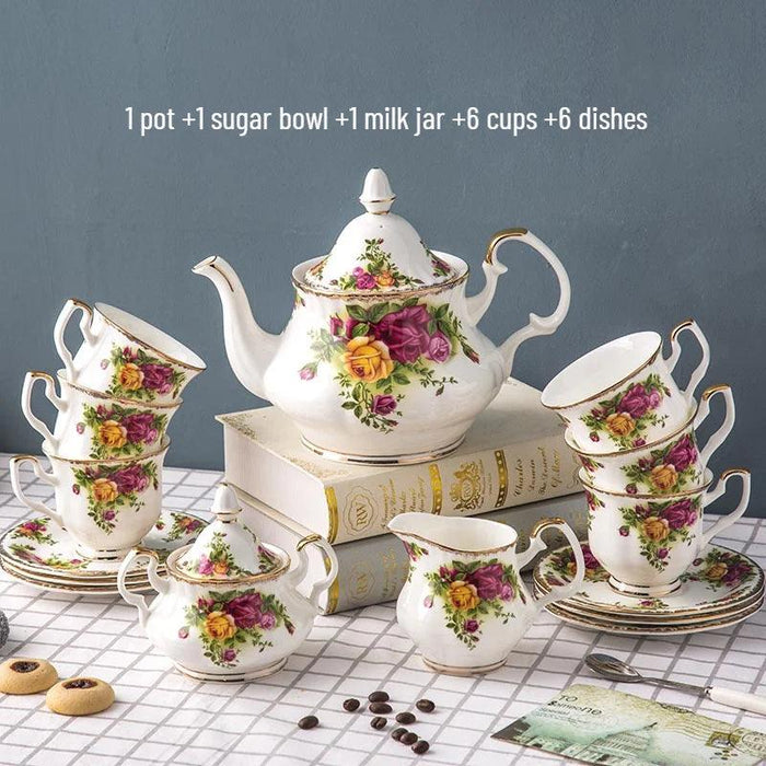 Elegant 15-Piece Bone China Afternoon Tea Set – Luxurious European Teaware Collection