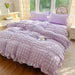 Luxe Korean Princess Lace Ruffle Bedding Ensemble with Duvet Cover, Bed Sheet, Skirt, and Pillowcases