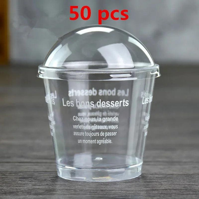 Elegant Clear Dessert Cup Collection with Lids and Scoops - Perfect for Ice Cream, Yogurt, and Mousse