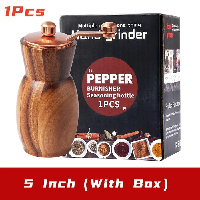 Elegant Hand-Cranked Wooden Spice Grinder Set with Adjustable Ceramic Core