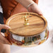 Chic Glass Fruit Serving Tray with Acacia Wood Lid - Ideal for Salads, Desserts, and Decorative Storage