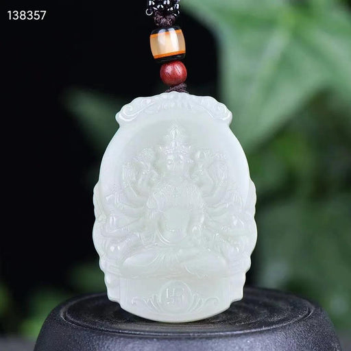 Natural White Hetian Jade Guanyin Pendant Necklace for Peace and Prosperity