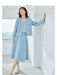 Elegant Blue Tweed Women's 2-Piece Suit Set with Cropped Jacket and Midi Skirt for Spring Style