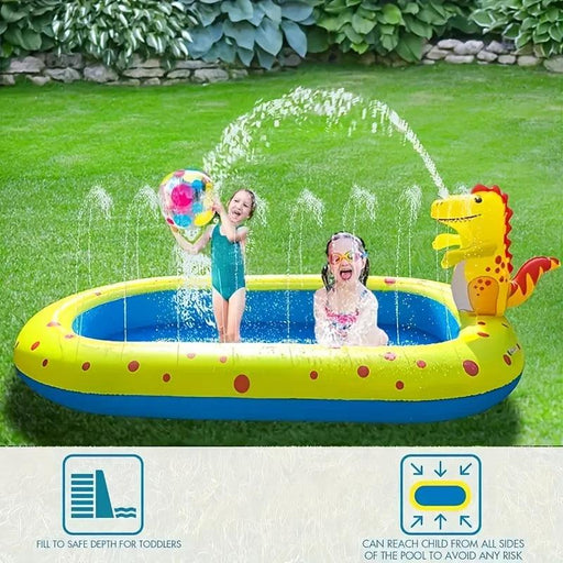 Adorable Dinosaur Inflatable Kids' Splash Fountain - 3-in-1 Backyard Water Sprinkler Toy for Summer Fun