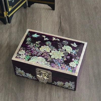 Lustrous Abalone Inlay Jewelry Organizer - Artisan Lacquered Box for Women