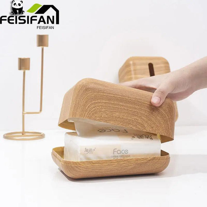 Elegant Walnut Tissue Holder for Modern Workspace Chic