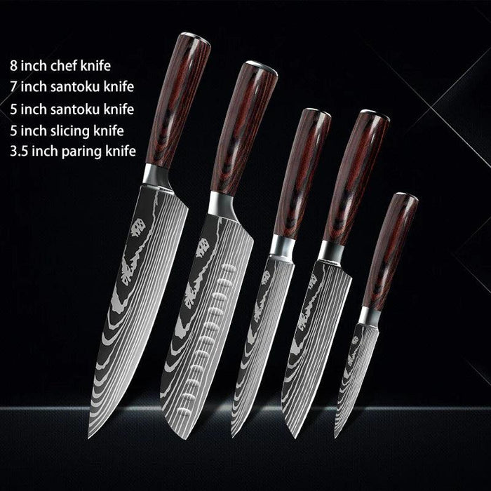 Premium Japanese Damascus Kitchen Knife Set - 1 to 10 Piece Collection for Masterful Culinary Precision