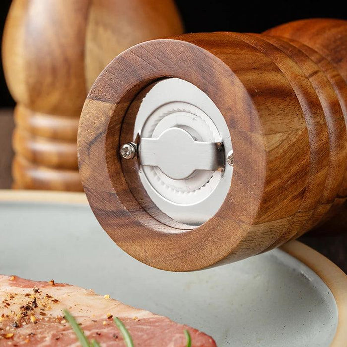 Elegant Acacia Wood Spice Grinders - Enhance Your Kitchen Aesthetics