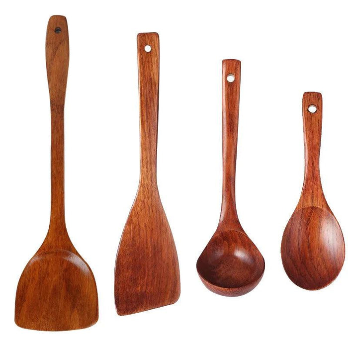 Eco-Conscious Sumac Finished Wooden Utensil Set for Culinary Artisans