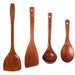 Natural Lacquer Coated Rustic Wooden Kitchen Tools Set with Long Handle Spatula and Heat Proof Rice Scoop