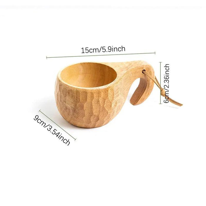 Artisan Acacia Wood Adventure Mug with Stylish Rope Handle - Your Unique Outdoor Drinkware