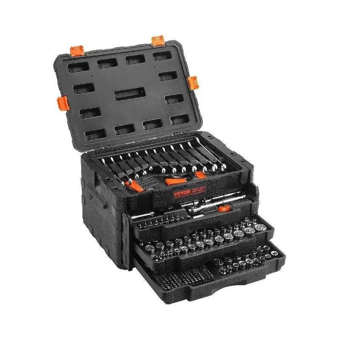 450-Piece Professional Grade CR-V Mechanics Tool Set with Enhanced Torque Capability and Premium Polishing Technology