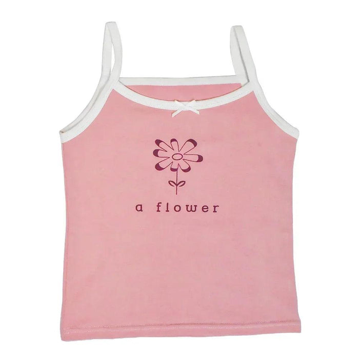 Cute Pink Cotton Sleeveless Summer Tank Top for Girls Aged 3-8 Years