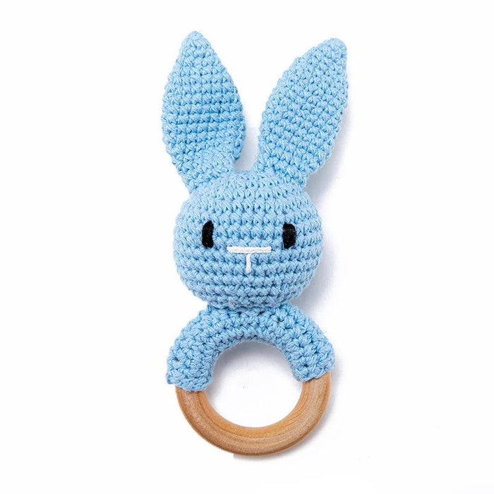 Eco-Friendly Handmade Crochet Baby Rattle with Wooden Teether