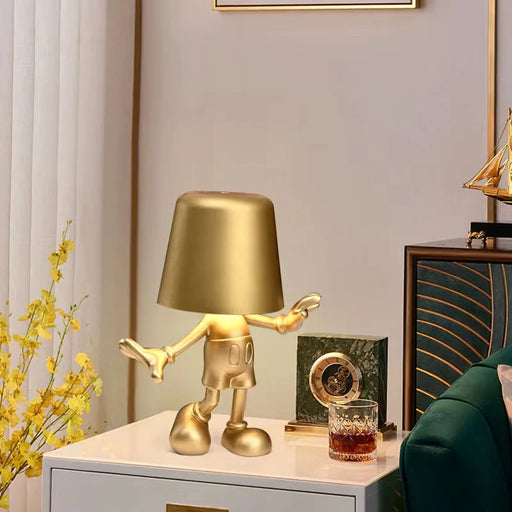 Golden Radiance Charging Desk Lamp with Italian Resin Elegance