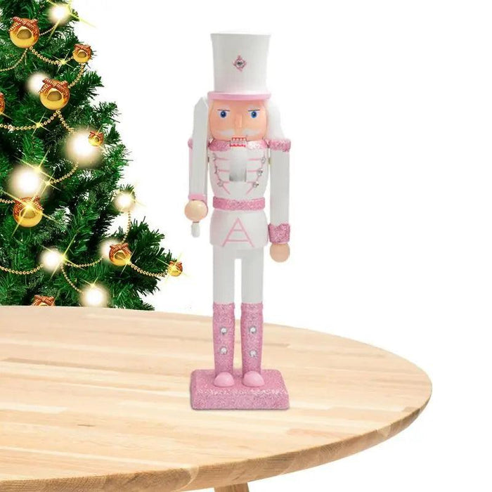 30cm Regal Pink Walnut Nutcracker - Charming Holiday Decoration & Gift for Young Girls