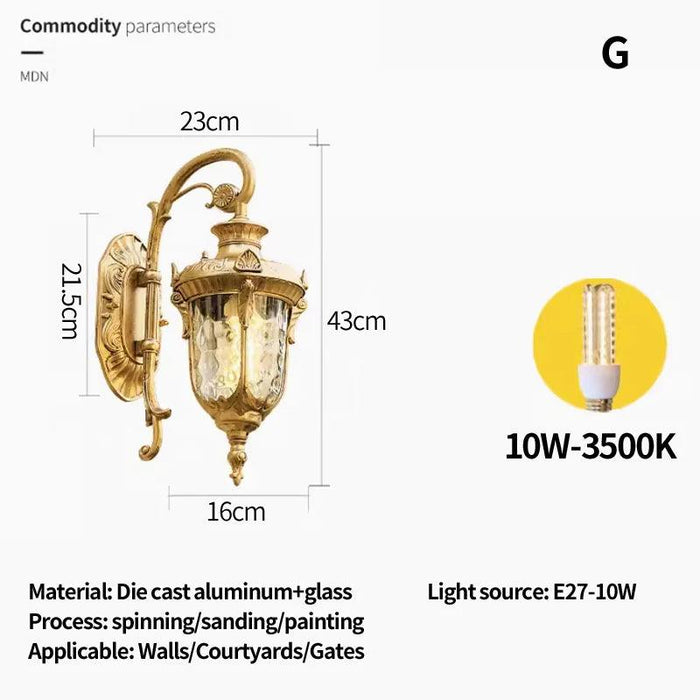 Elegant Waterproof Outdoor Wall Lantern for European-Style Gardens and Patios