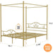 Chic Metal Canopy Bed Frame with Four Posters and Under-Bed Storage Solutions