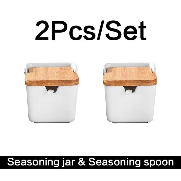 Elegant Ceramic Spice Jar Set - Chic Storage Solutions for Culinary Enthusiasts