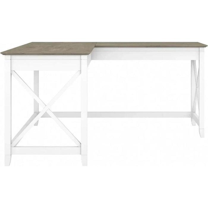 Charming 60-Inch L-Shaped Corner Desk with Rustic Weathered Finish for a Cozy Home Office