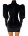 Glamorous Black Velvet Dress with Silver Rhinestone Accents and Custom Fit