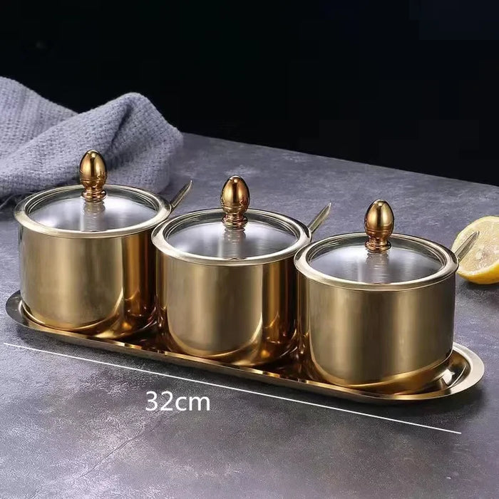 Elegant Stainless Steel Condiment Set with Wasabi Tray - Ideal for Hotpot, Dips, and More