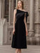 Sleeveless Party Dress with Asymmetrical Neckline and Unique Spliced Design for Women - Timeless Solid Color Evening Dress