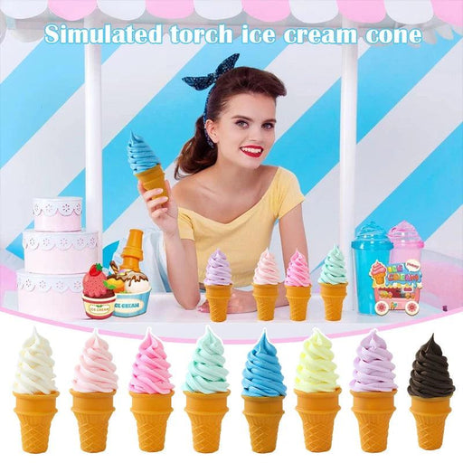 Lifelike Decorative Ice Cream Cone Replica for Photography and Shop Displays