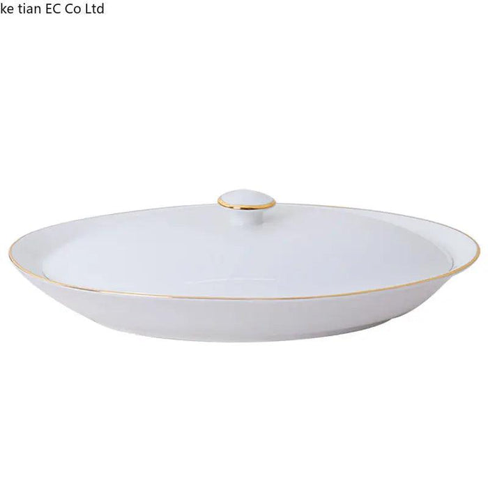 Elegant Ceramic Seafood Serving Platter with Lid