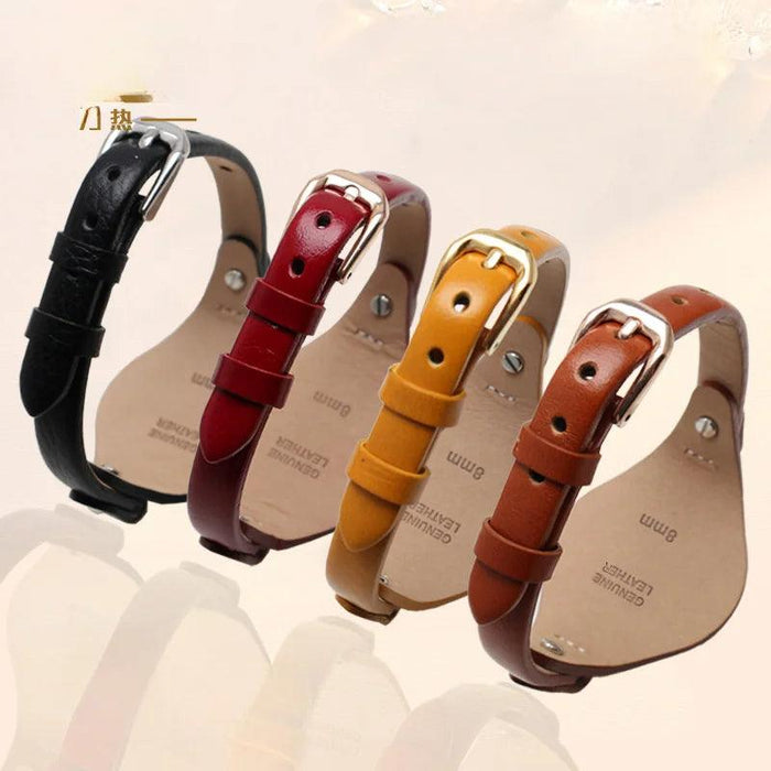 Elegant Cowhide Leather Watch Straps with Rose Steel Buckle - A Luxurious Women's Accessory